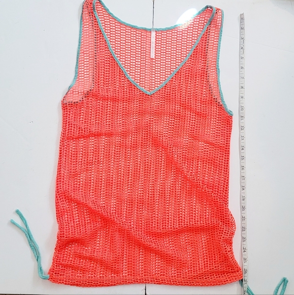 NWOT Neon🧡Orange+Teal Net Dress Coverup - Picture 3 of 9